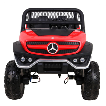 Mercedes Benz Unimog dla dzieci Czerwony + Napęd 4x4 + Pilot + Bagażnik + Wolny Start + MP3 LED